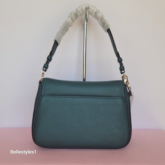 KATE SPADE Hudson Pebbled Leather Medium Flap Convertible Shoulder Bag-Artesian⭐ - Picture 7 of 16